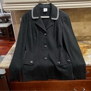 CAbi Black Jacket with Gray Trim